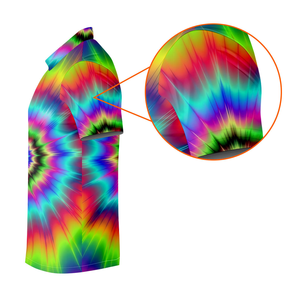 Rainbow Tie Dye Golf Shirt, Psychedelic Spiral Burst Pattern, Golf Shirt For Women