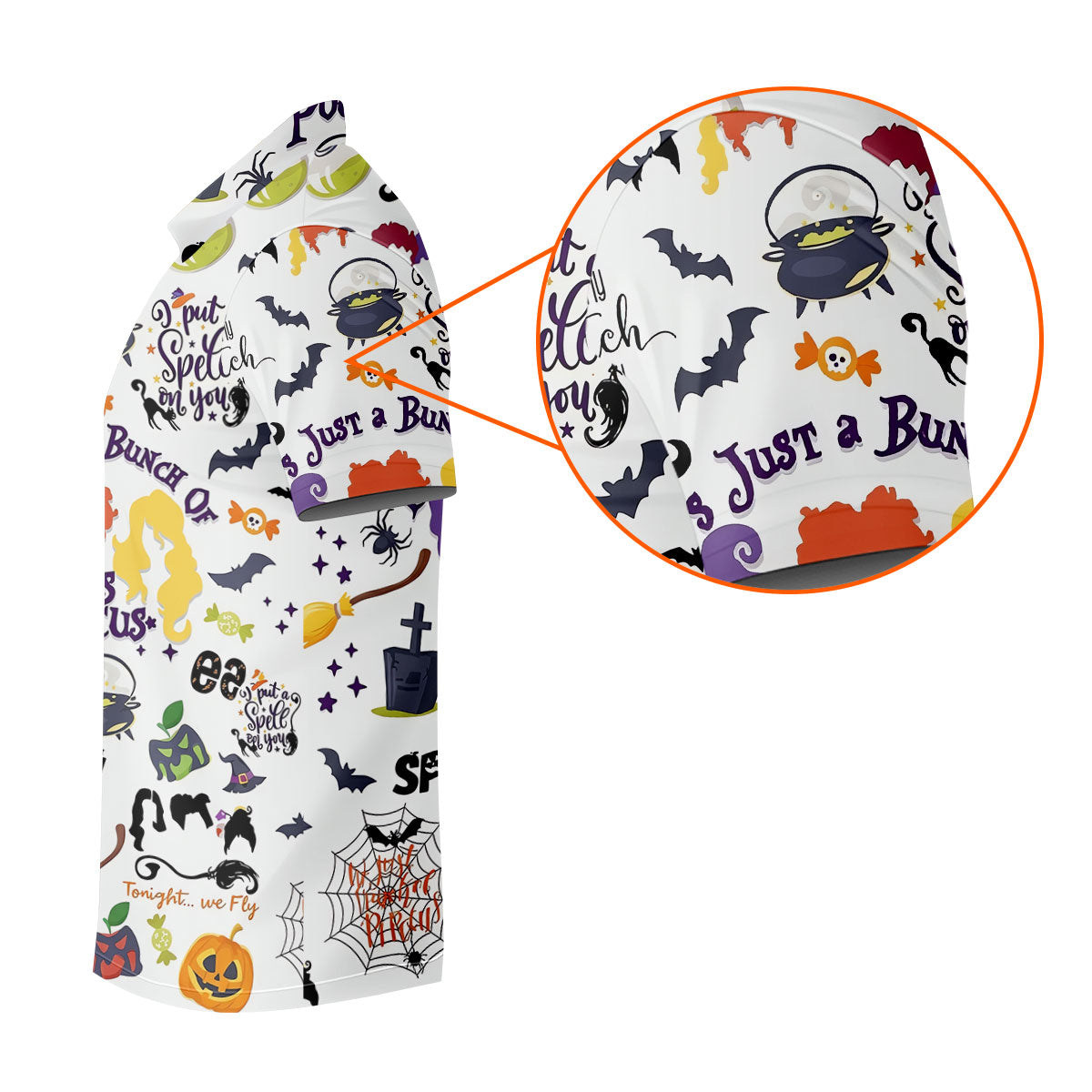 Halloween Witch Pattern Golf Polo Shirt, Mens Golf Shirts, Golf Apparel For Men