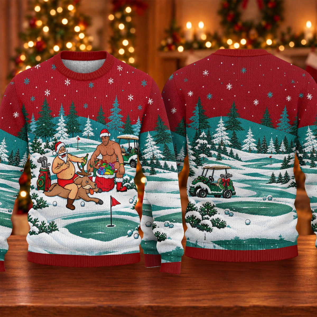 Santa Reindeer Golf Ugly Christmas Sweater, Funny Christmas Sweaters, Golf Lover Gifts