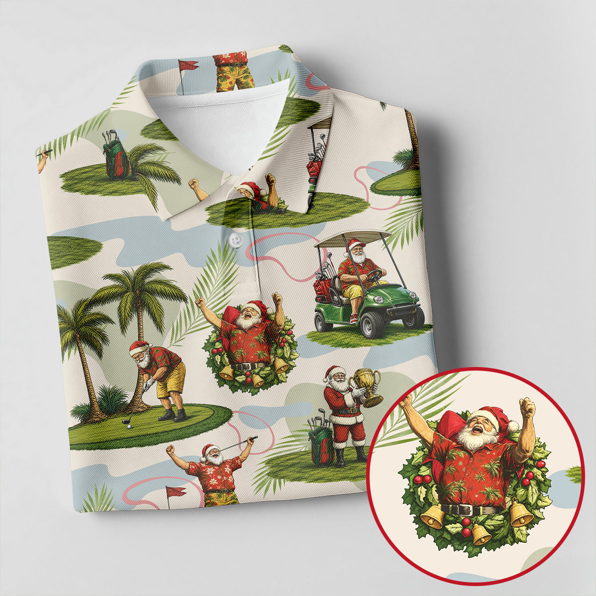 Santa Claus Golf Christmas Pattern Polo Shirt, Womens Golf Polo, Christmas Golf Shirt