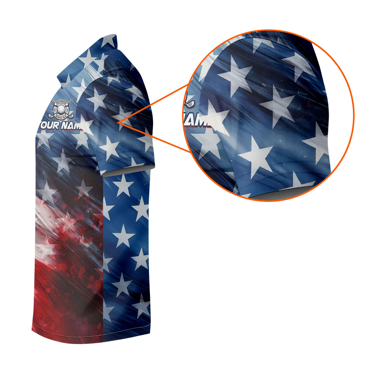 Red White Blue Gradient Art 4th Of July Patriotic Golf Shirt, 250 Years Golf Shirts For Men