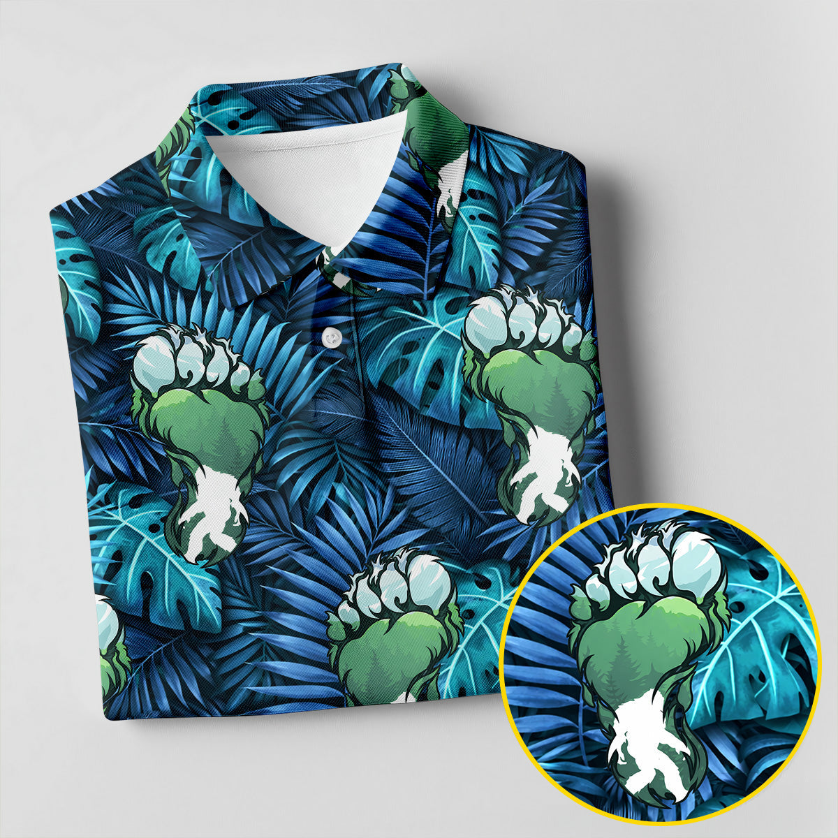 Funny Zombie Hulk Hand Tropical Golf Polo Shirt, Hawaiian Golf Shirt, Golf Shirts For Men
