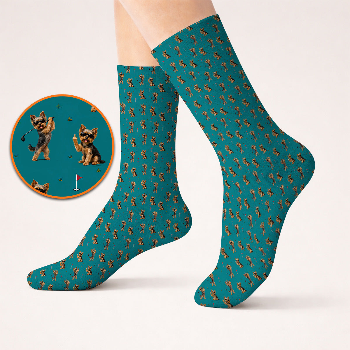 Funny Yorkshire Terrier Golf Socks, Cool Yorkie Pattern Golf Sock, Gift For Golf Lovers