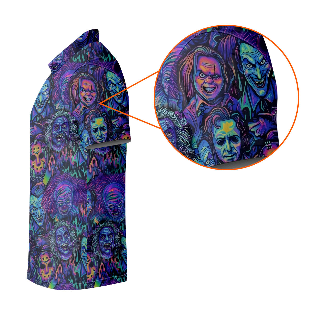 Neon Horror Character Villains Halloween Golf Shirt, Mens Golf Polo, Golf Apparel For Men