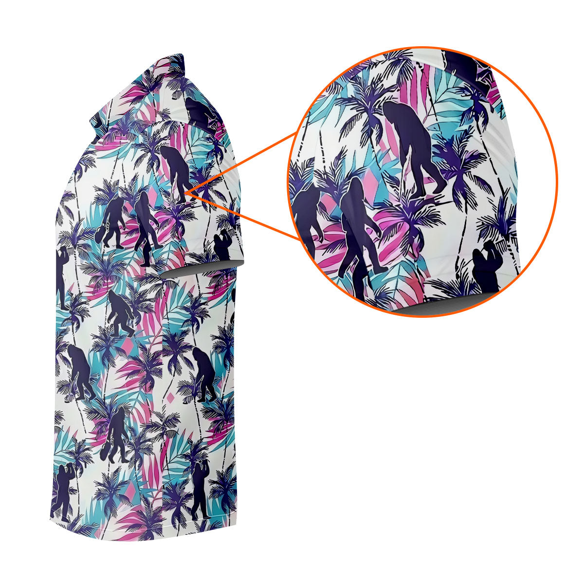 Funny Bigfoot Golfer Tropical Palm Pattern Polo Shirt, Golf Shirts For Women, Ladies Golf Shirts