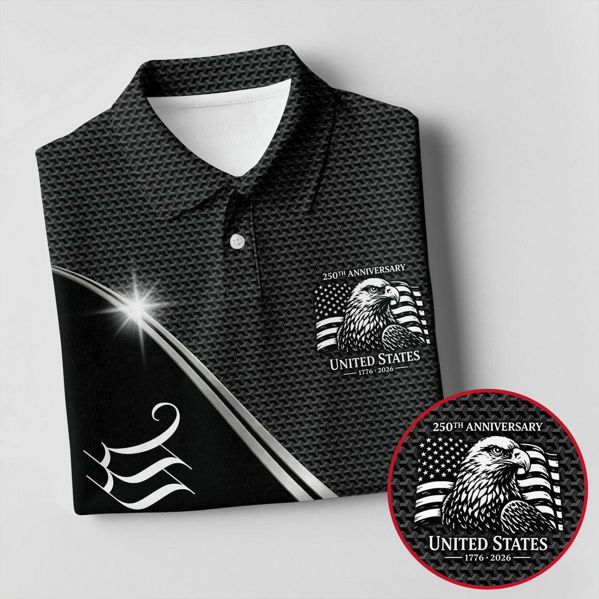 We The People 250th Anniversary Black Golf Shirt, Patriotic 4th Of July Golf Shirts For Men