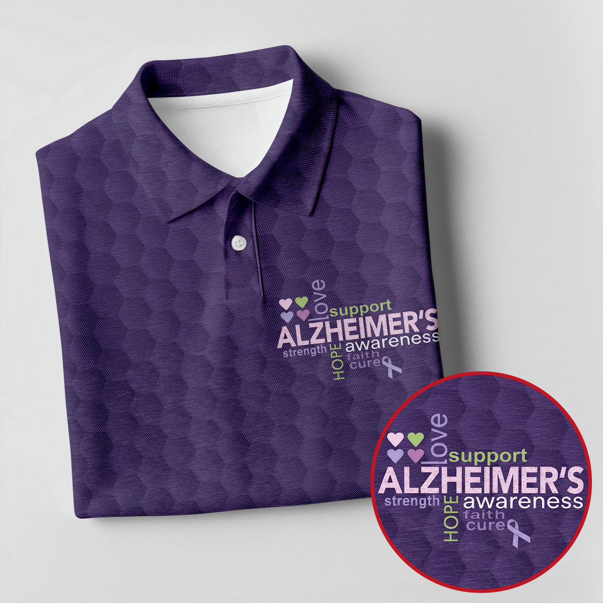 Purple Alzheimer's Awareness Floral Polo Shirt, Golf Polo Shirts For Men, Mens Golf Polo
