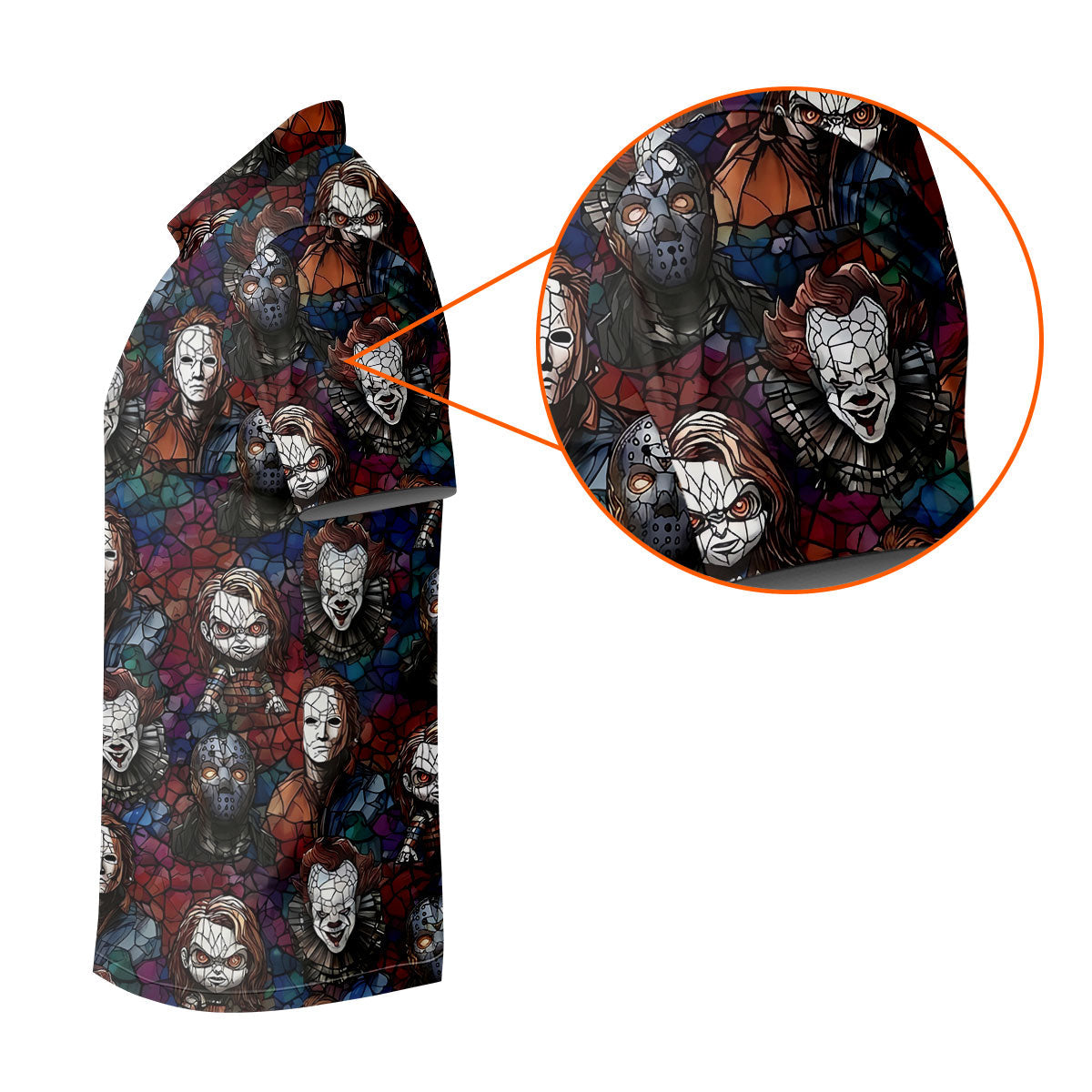 Stained Glass Horror Character Halloween Golf Shirt, Mens Polo Shirts, Golf Apparel For Men