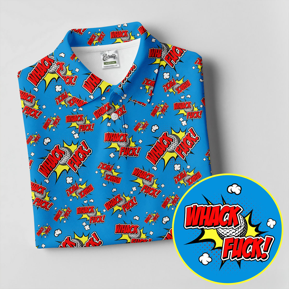 Funny Whack Fuck Comic Golf Ball Blue Polo Shirt, Hawaiian Golf Shirts, Golf Polo For Women