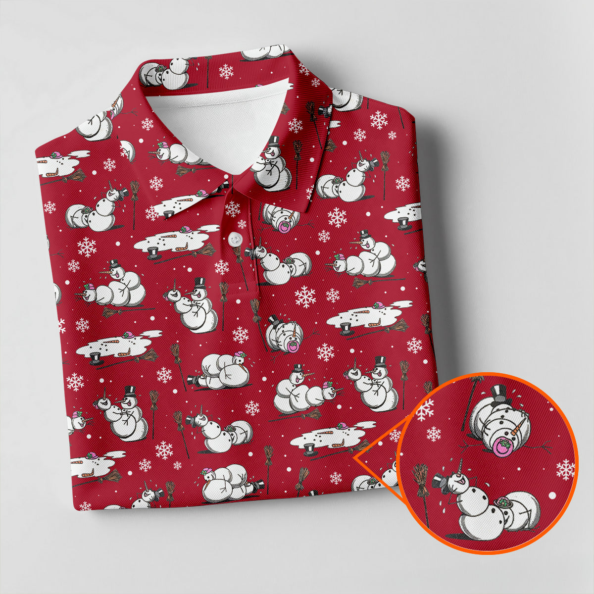 Funny Snowman Naughty Couple Red Golf Shirt, Christmas Golf Shirt, Golf Gift For Him, Polo Shirts For Men