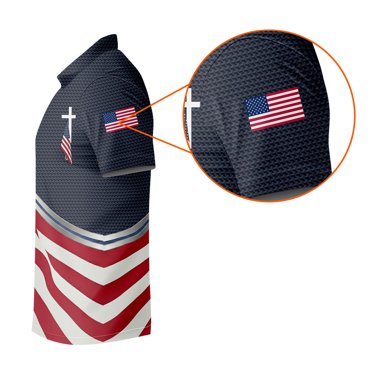 Christian American Flag Cross Golf Polo Shirt, Women's Golf Polo, Golf Tops For Women
