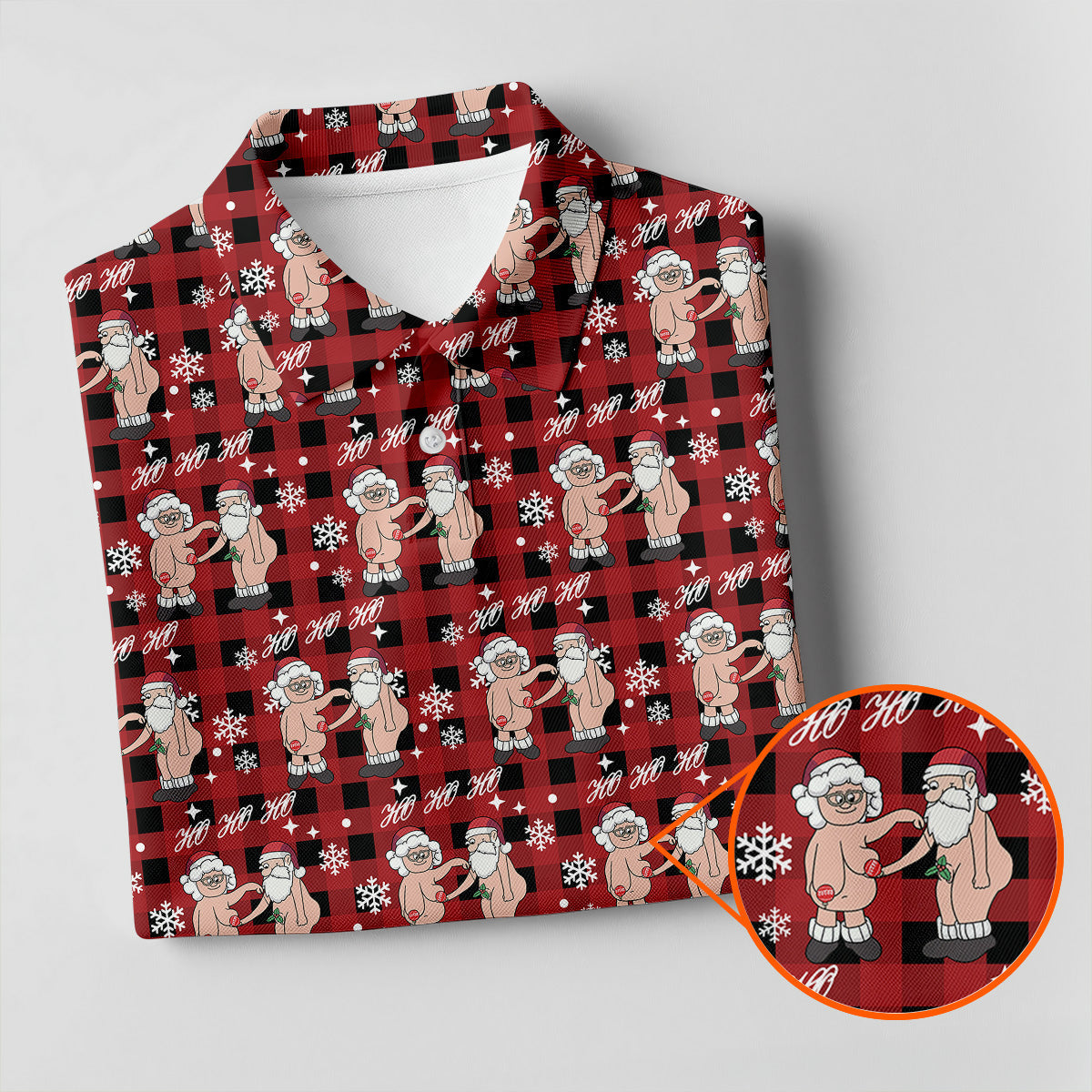 Ho Ho Ho Naughty Couple Funny Santa Christmas Golf Shirt, Fun Golf Shirts For Men, Polo Shirts For Men