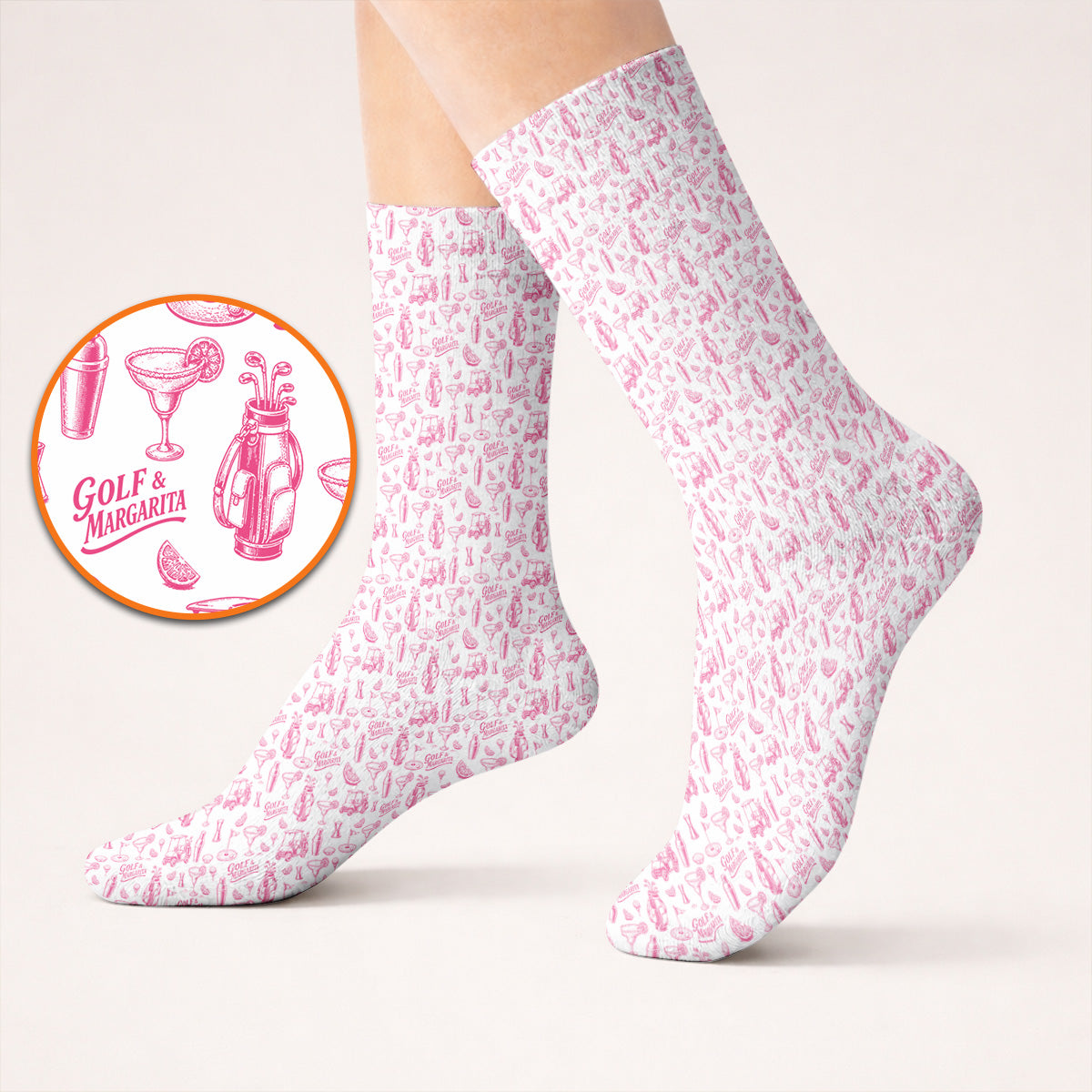 Golf & Margarita Pattern Golf Sock, Margarita Lover Golf Socks, Funny Golf Gift For Golfer