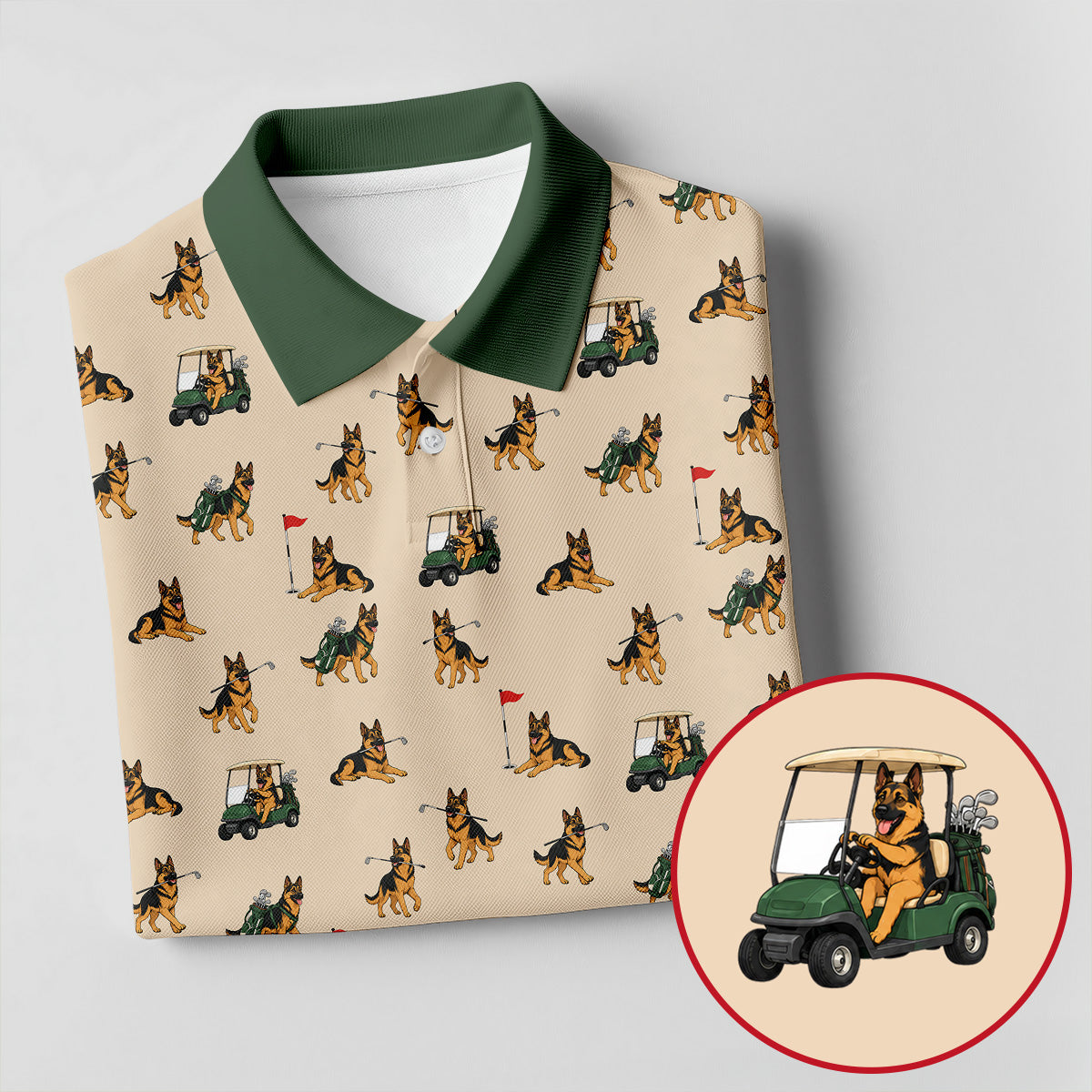 German Shepherd Golf Pattern Polo Shirt, Golf Shirts For Women, Women's Golf Apparel