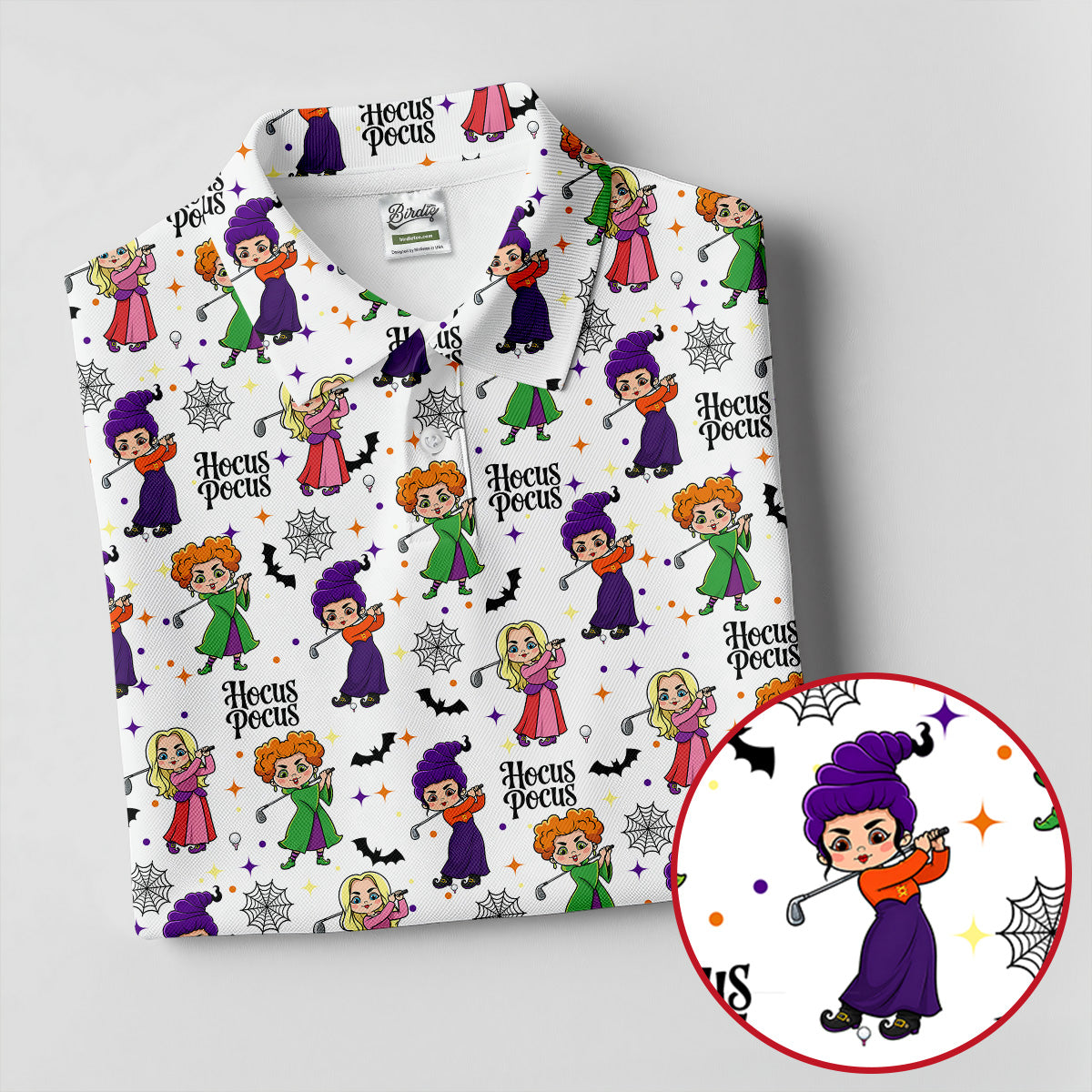 Hocus Pocus Horror Character Polo Shirt, Halloween Tops For Women, Women's Golf Polo