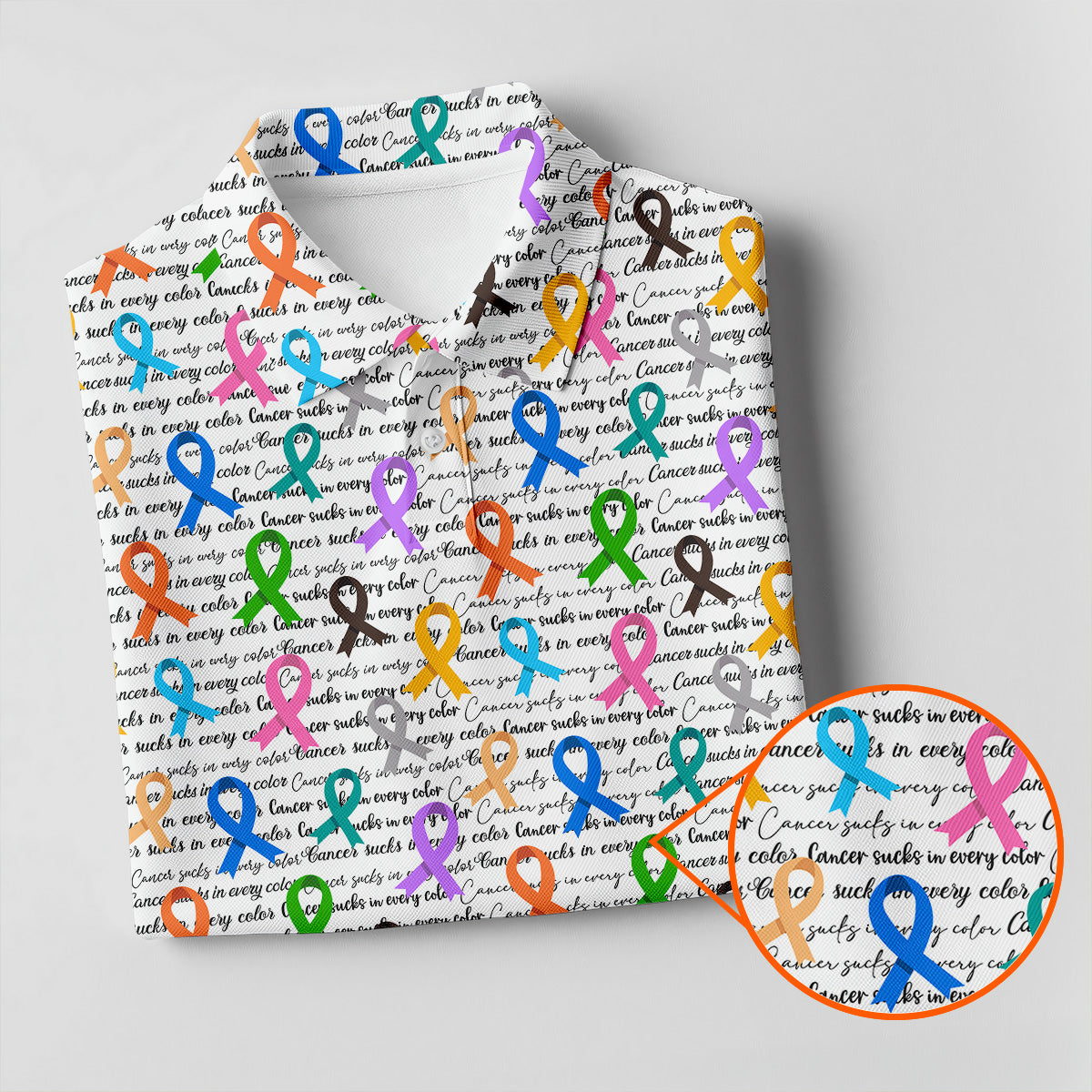 Cancer Sucks In Every Color Cancer Survivor Shirt, Colorful Ribbon Cancer Awareness Shirt, Polo Shirts For Men