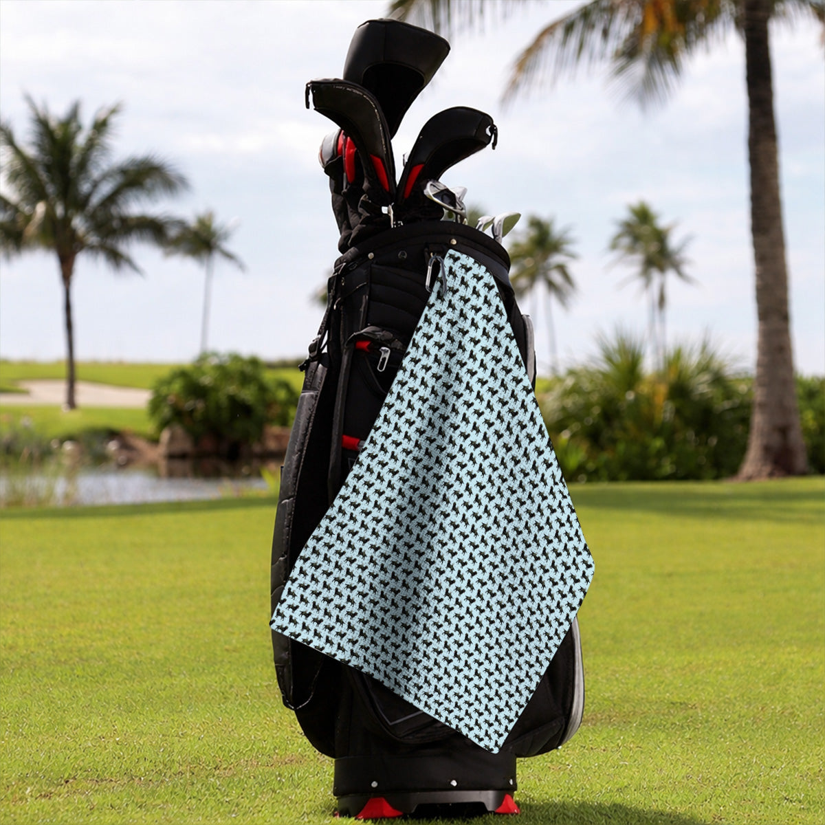 Black Lab Pattern Golf Towels, Crazy Labrador Golf Towel, Golf Gift For Golfer