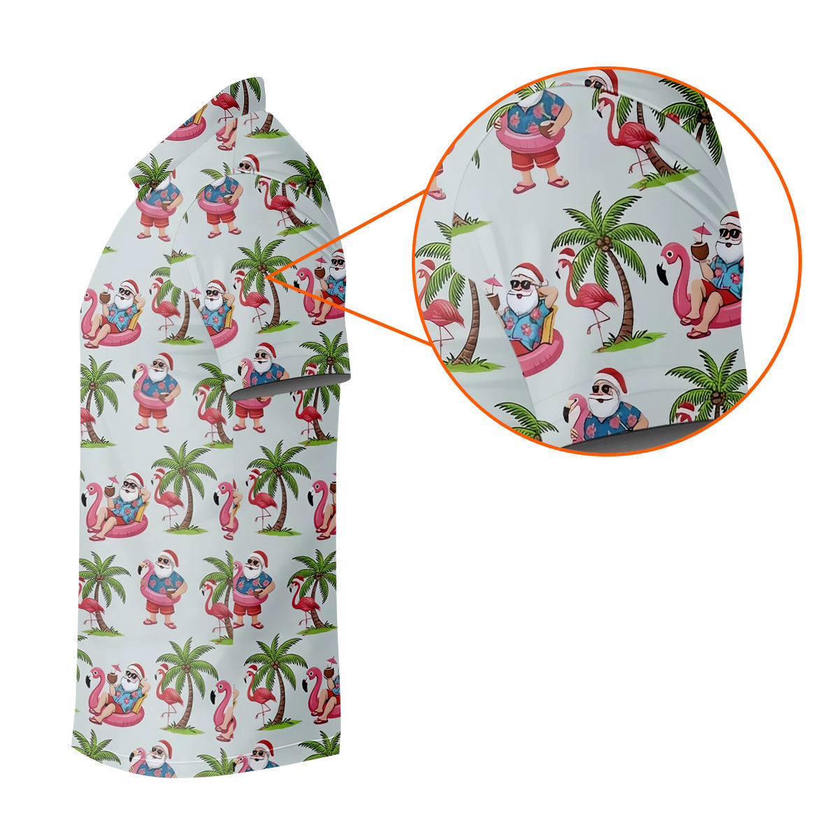 Tropical Santa Flamingo Beach Golf Polo, Ladies Golf Shirt, Performance Golf Shirt