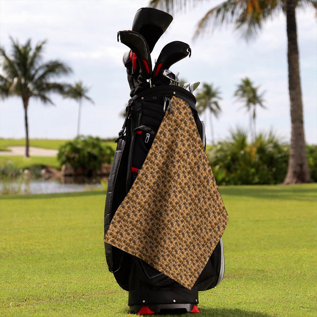 Funny French Bulldog Golf Towel, Frenchie Pattern Golf Towels, Dog Dad Golf Gift