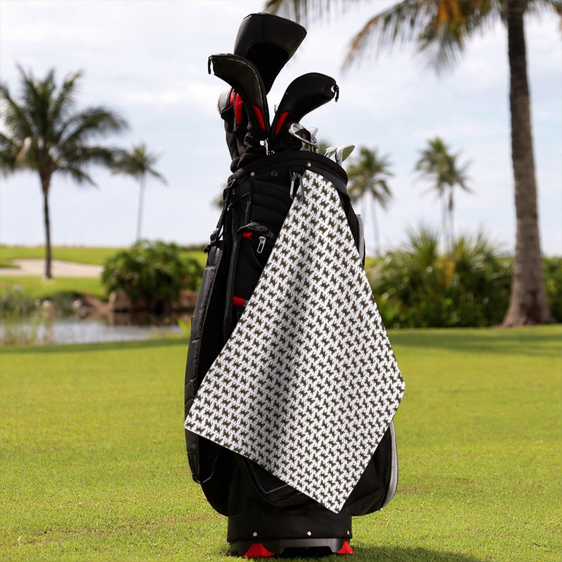 Brown Tabby Cat Golf Towel, Funny Cat Pattern Towels, Cat Lover Golf Gift For Golfer