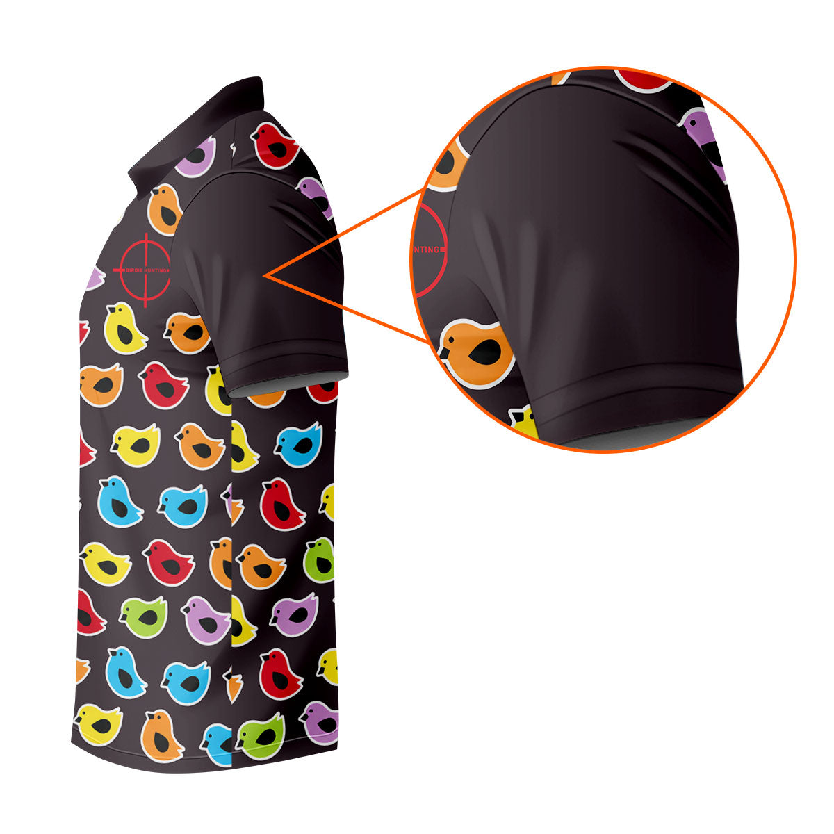 Black Colorful Birdie Hunting Golf Polo Shirt, Men's Golf Shirt, Golf Polo Shirts For Men