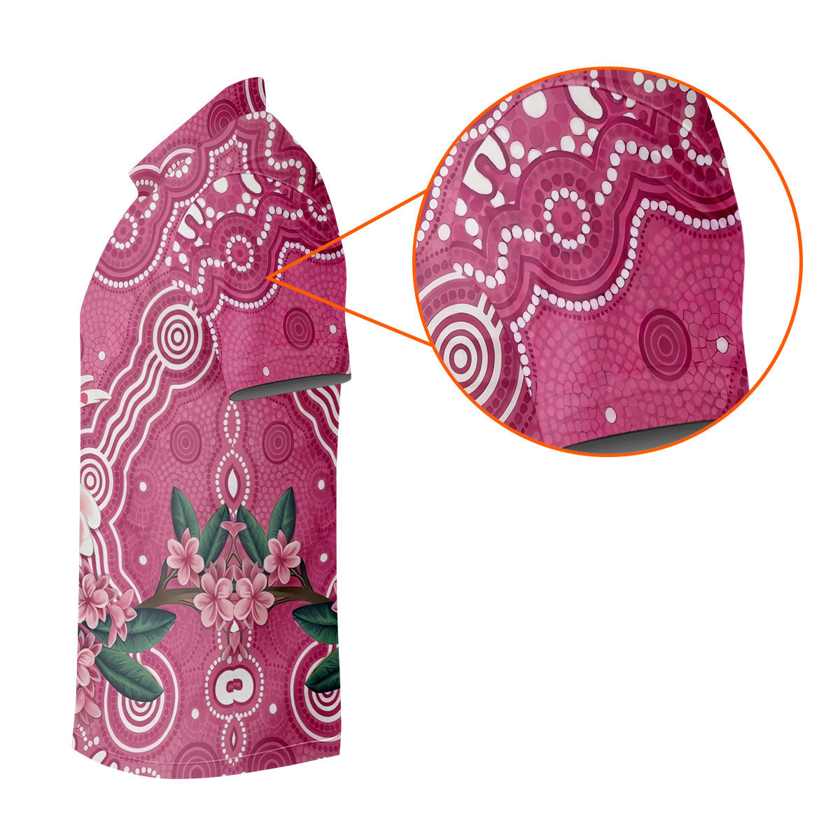 Pink Cockatoo Floral Aboriginal Art Polo Shirt, Hawaiian Golf Shirt, Golf Tops For Women