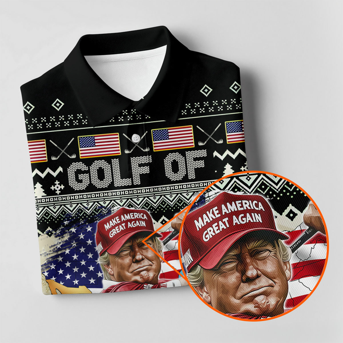 Trump Golf Of America Christmas Golf Shirt Men's Golf Polo Shirt, Mens Golf Gift, Funny Golf Shirt