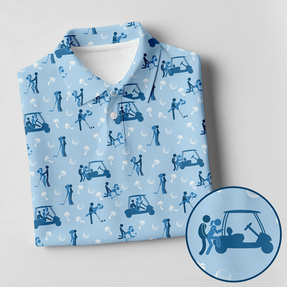 Naughty Couple Stick Figure Blue Funny Golf Shirt, Adult Humor Ladies Golf Polos, Golf Shirt For Women