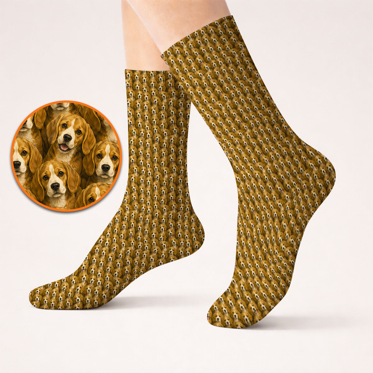 Beagle Pattern Golf Socks, Beagle Dog Golf Sock, Funny Golf Gift For Golfer
