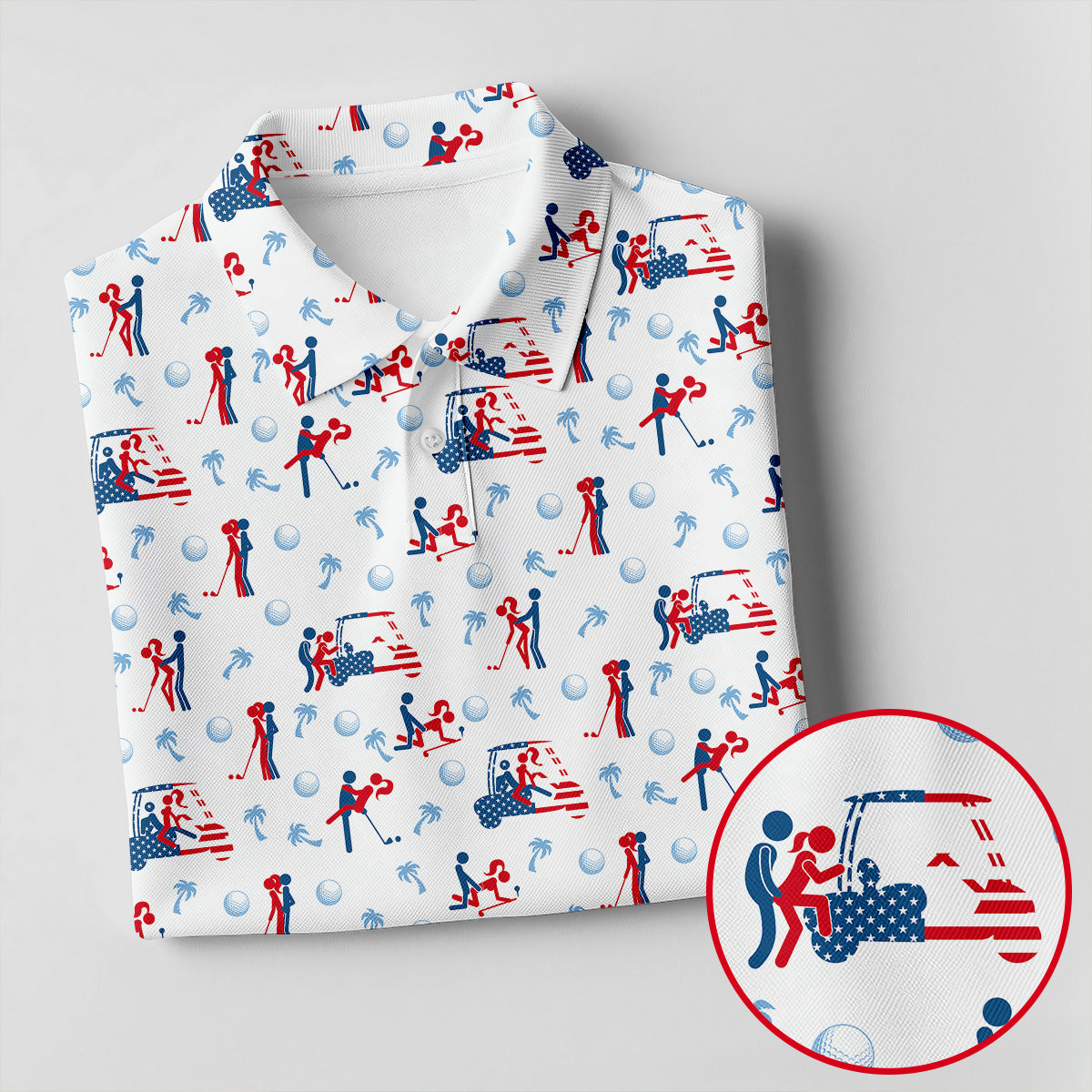 Naughty Couple Funny Stick Figures Patriotic Golf Shirt, 250 Years 4th Of July Golf Shirt For Women