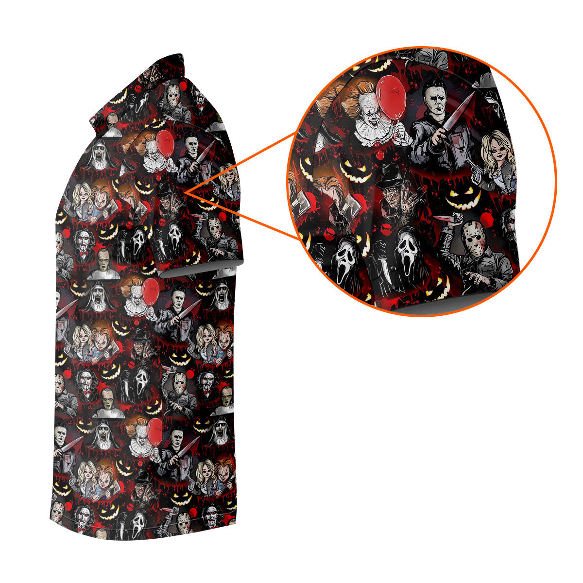 Horror Character Halloween Pattern Golf Polo Shirt, Womens Golf Polo, Ladies Golf Shirts