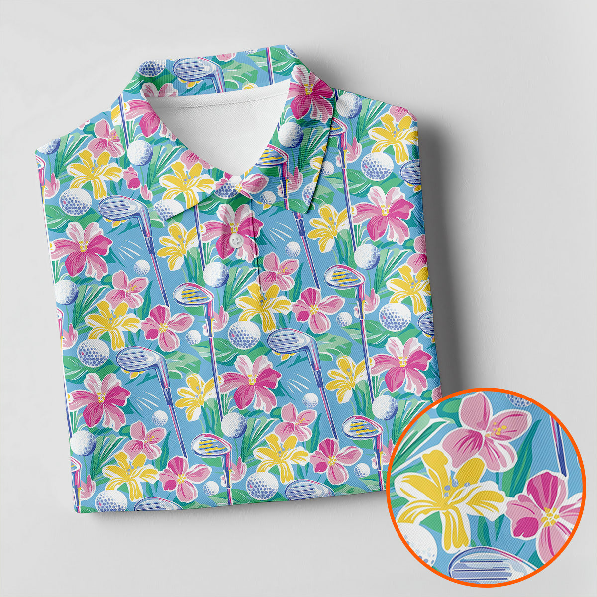 Tropical Floral Golf Clubs Hawaiian Golf Polo Shirt, Women's Golf Polo, Golf Tops For Women