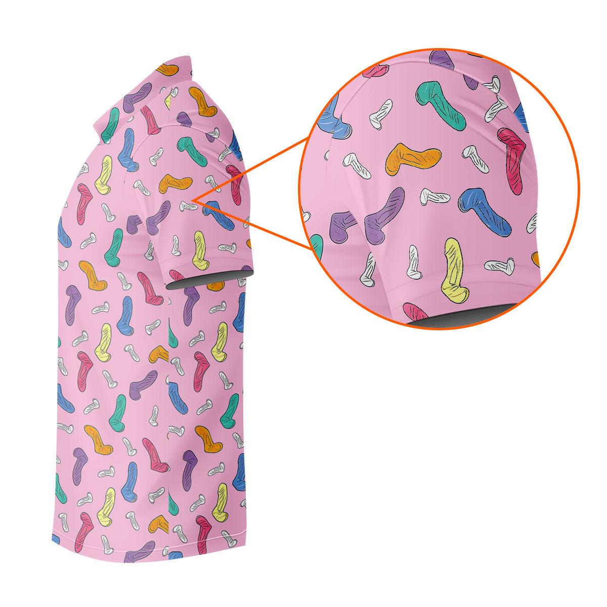 Funny Adult Novelty Pink Pattern Golf Shirt, Mens Polo Shirts, Golf Apparel For Men