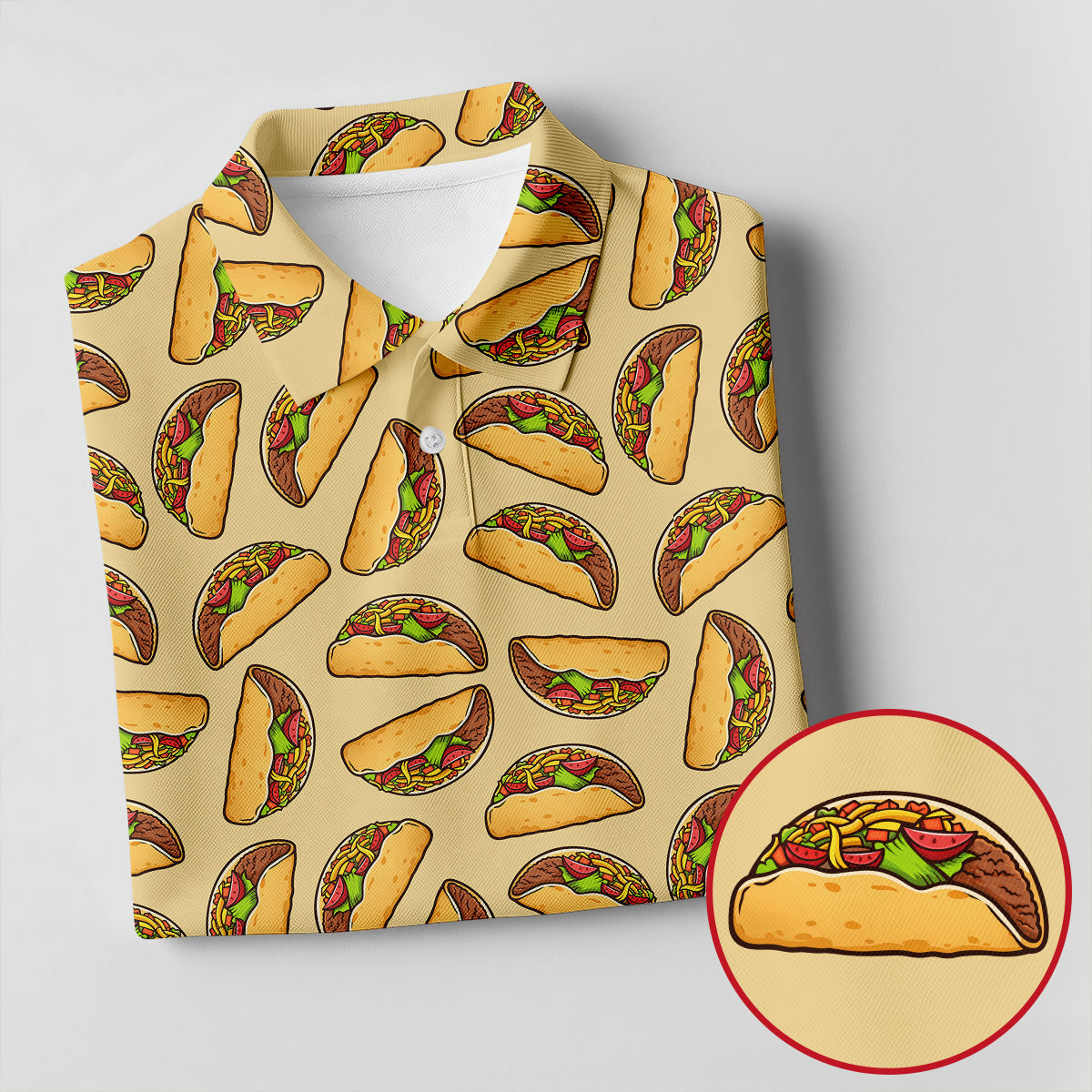 Taco Seamless Pattern Cinco De Mayo Celebration Fiesta Themed Tropical Pattern Golf Shirts For Men