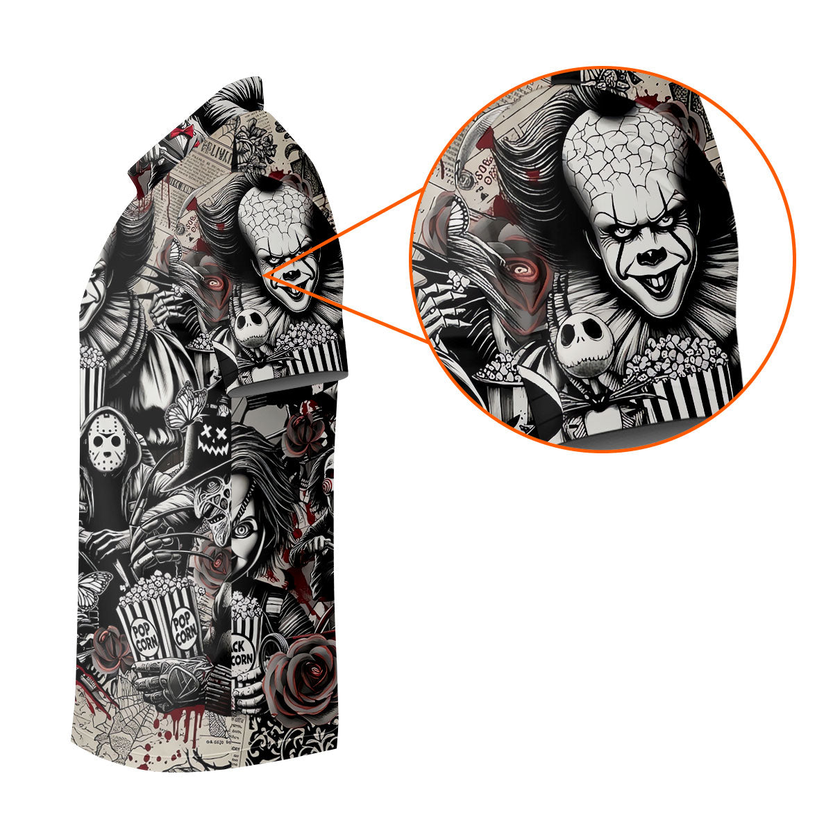 Horror Character Movie Collage Golf Polo Shirt, Men's Golf Polo, Hawaiian Golf Shirt