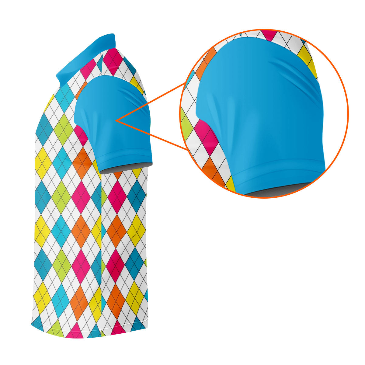 Retro Argyle Diamond Checkered Golf Shirt, Mens Golf Polo, Printed Golf Shirts