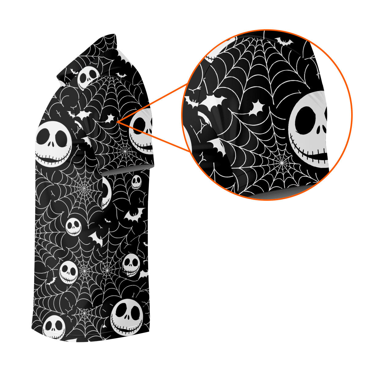 Black Horror Character Spider Web Pattern Golf Polo Shirt, Women's Golf Polo, Ladies Golf Shirts