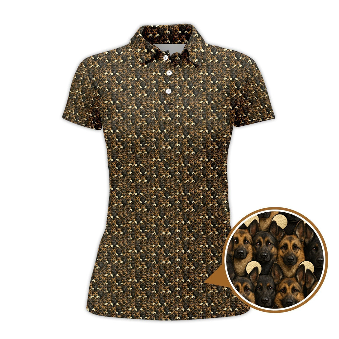 German Shepherd Dog Pattern Golf Shirt, Funny German Shepherd Golf Shirt For Dog Lovers, Golf Gift For Golfers