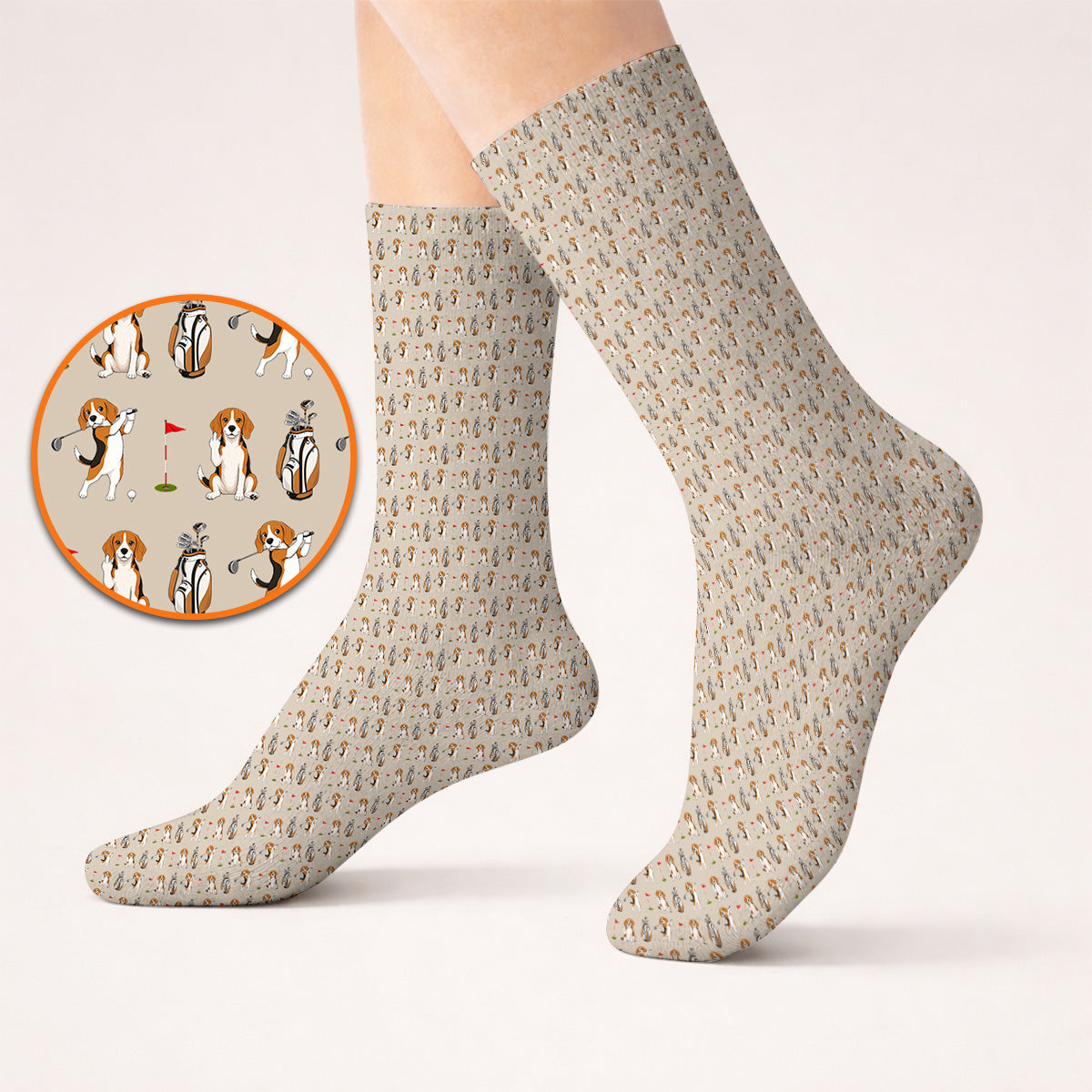 Beagle Golf Pattern Golf Socks, Hunting Dog Golf Sock, Funny Golf Gift For Golfer
