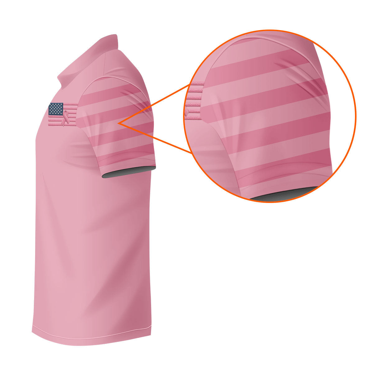 Printed Pink USA Flag Breast Cancer Polo Shirt, Golf Tops For Women, Printed Golf Shirt