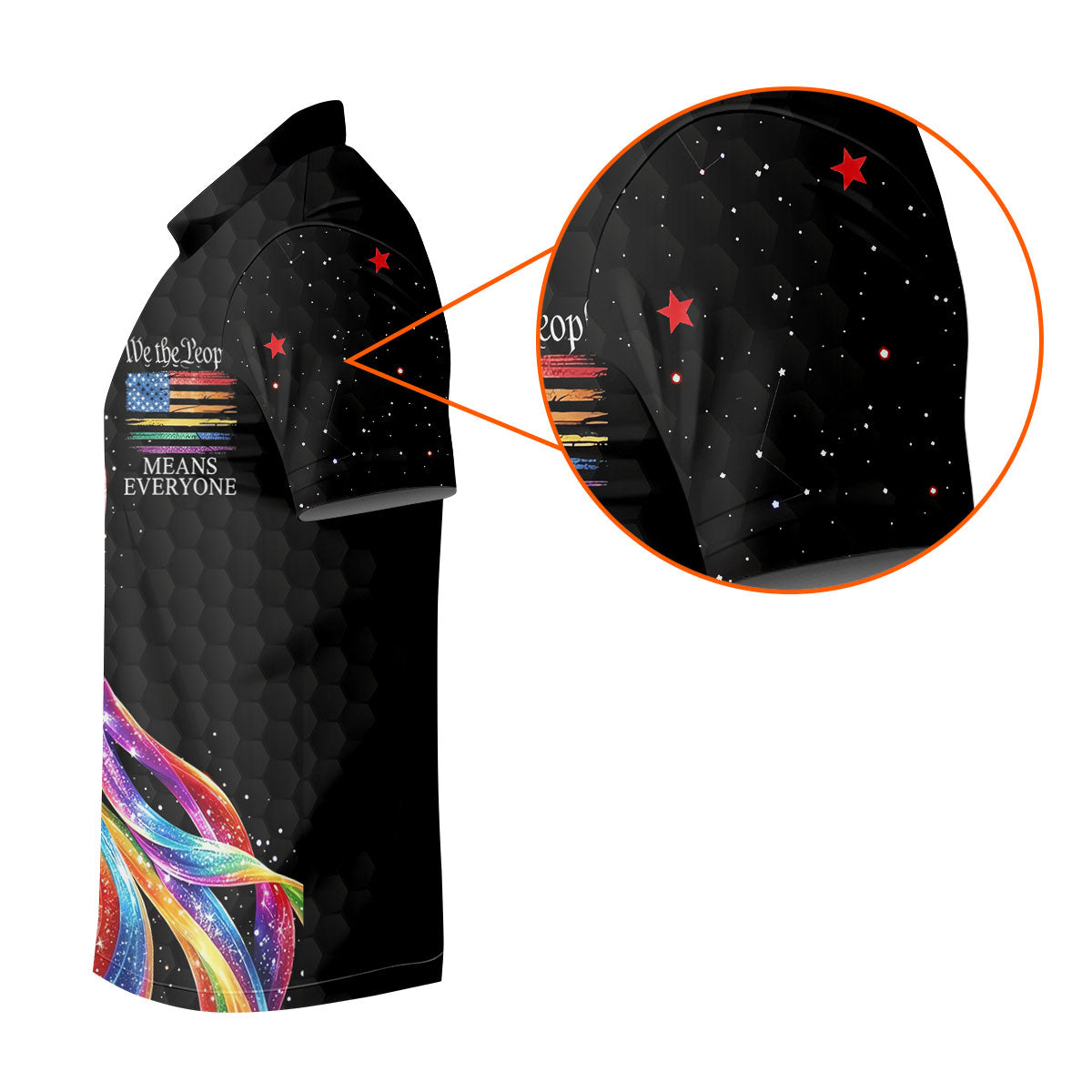 We The People Means Everyone LGBT Rainbow Golf Tops For Men, Pride Month Celebrate Golf Shirts For Men