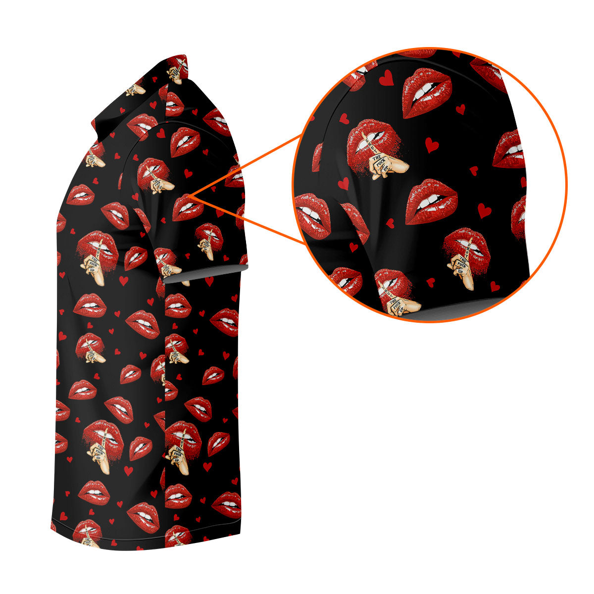 Sassy Red Lips Golf Shirt, Funny Valentine Pattern Design, Women’s Golf Polo