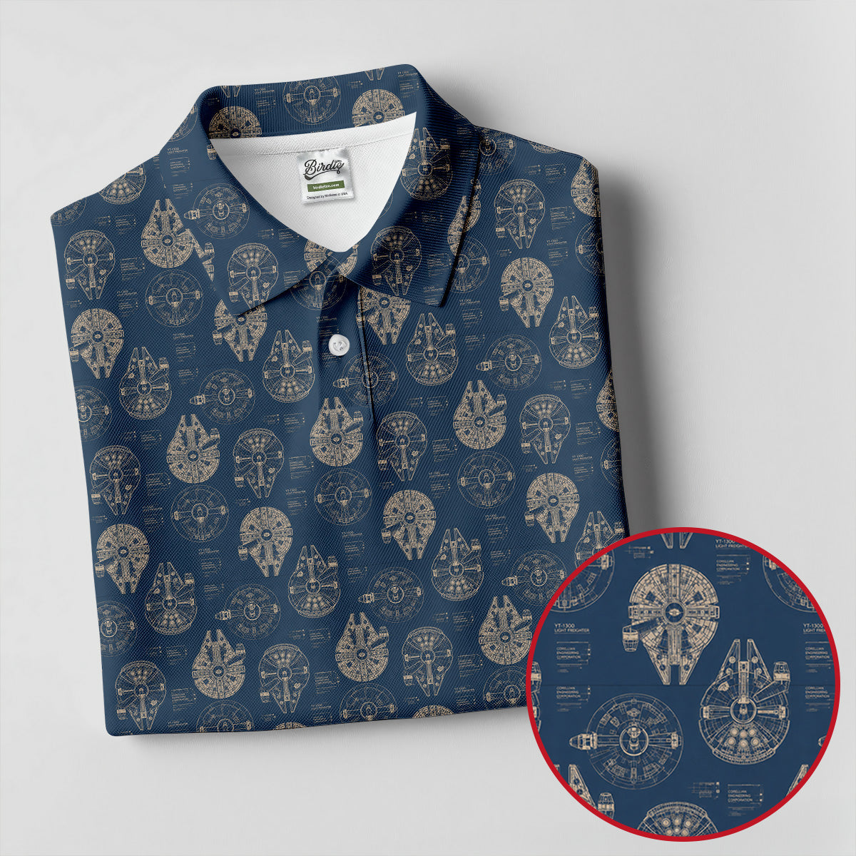 Vintage Spaceship Blueprint Halloween Golf Shirt, Halloween Costume Shirt, Women's Golf Polo