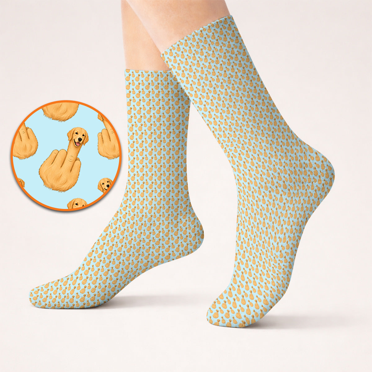 Golden Retriever Middle Finger Golf Socks, Funny Dog Pattern Golf Sock, Crazy Golf Gift For Golfer