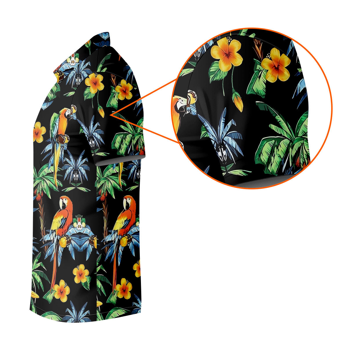 Black Tropical Parrot Palm Flower Pattern Golf Shirt, Women’s Golf Polo, Ladies Golf Shirts, Golf Tops For Women