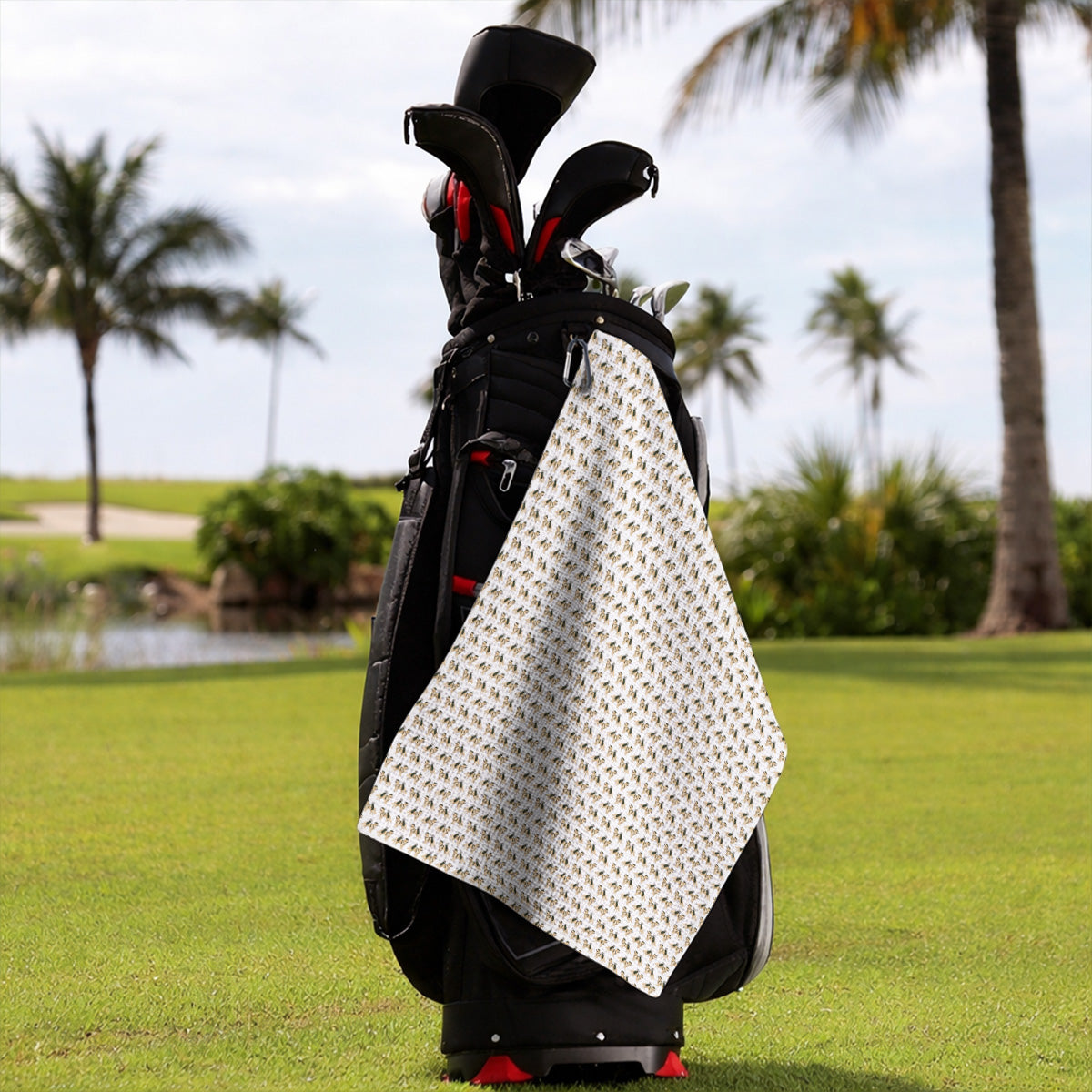 Golden Retriever Golf Towel, Funny Pattern Golf Towels, Golden Retriever Dad Gift