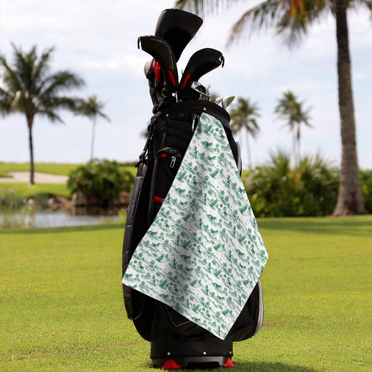 Beagle Toile De Jouy Golf Towel, Vintage Dog Pattern Golf Towels, Beagle Lover Golf Gift