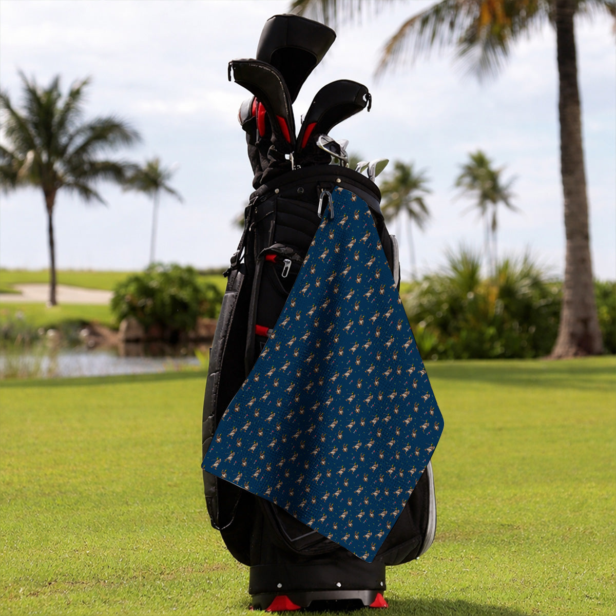 Funny Mallard Duck Golf Towel, Waterfowl Golf Pattern Towels, Gift For Duck Hunting & Golf Lovers