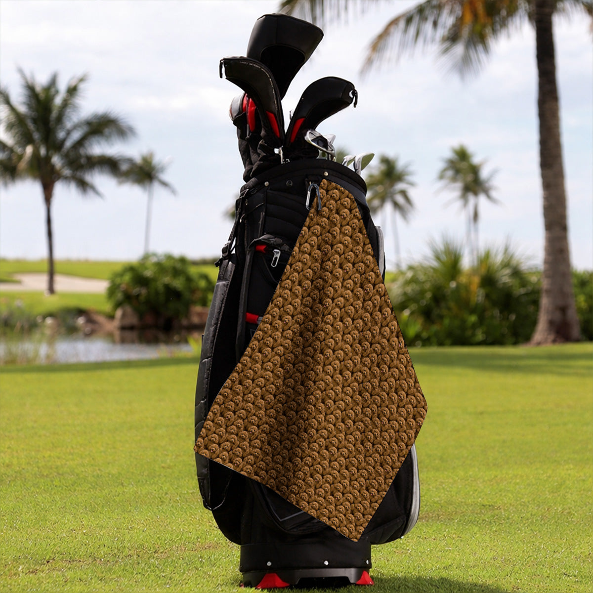Poodle Dog Golf Towel, Funny Poodle Pattern Golf Towels, Golf Gift For Golfer