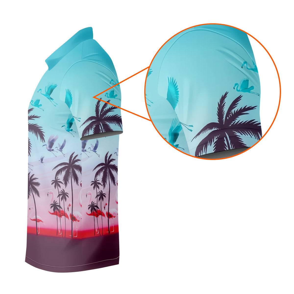 Tropical Flamingo Sunset Hawaiian Golf Shirt, Printed Golf Shirts, Golf Polo Shirts For Men